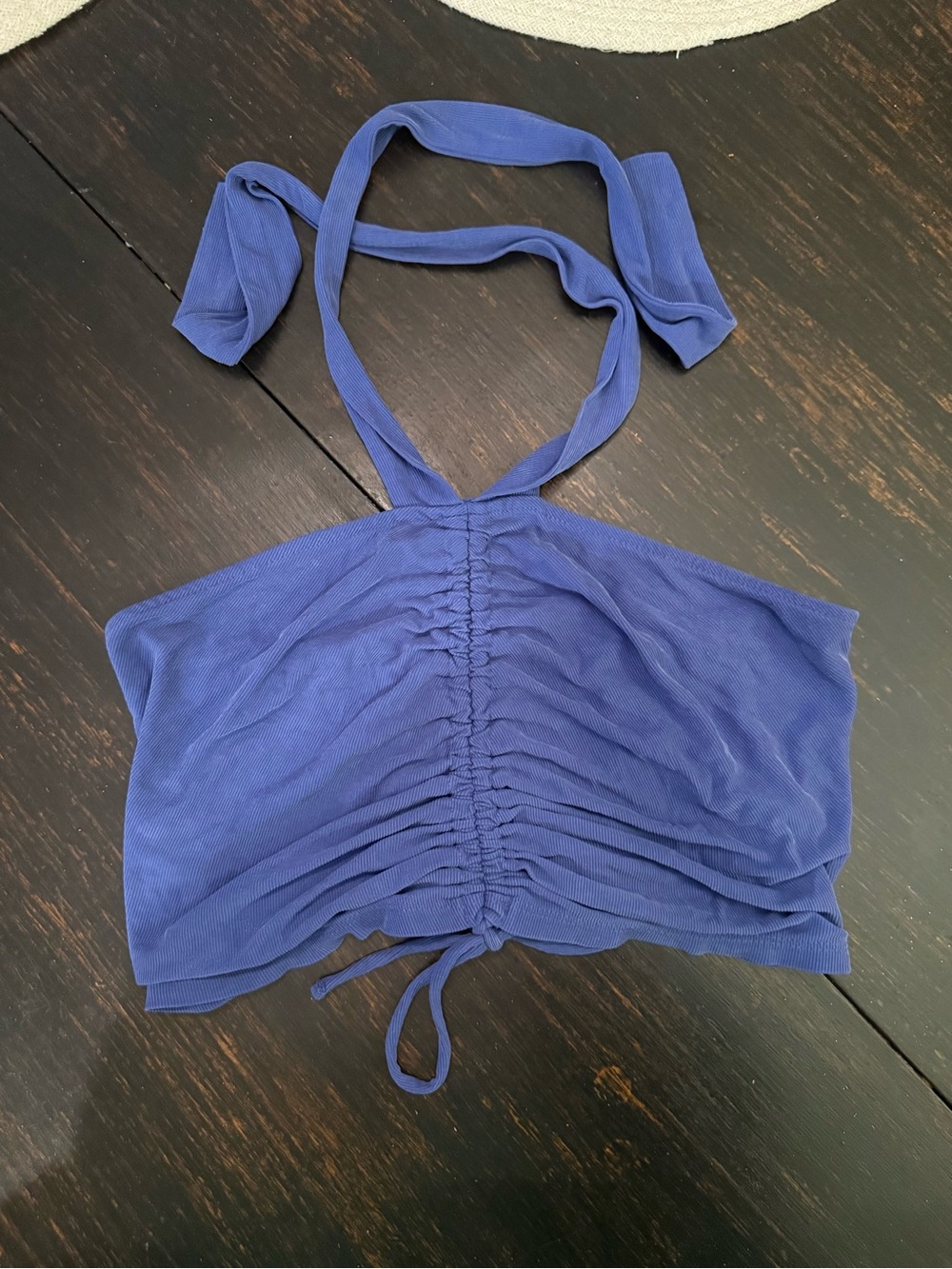 Urban Outfitters Cobalt Halter Ruched Crop Top